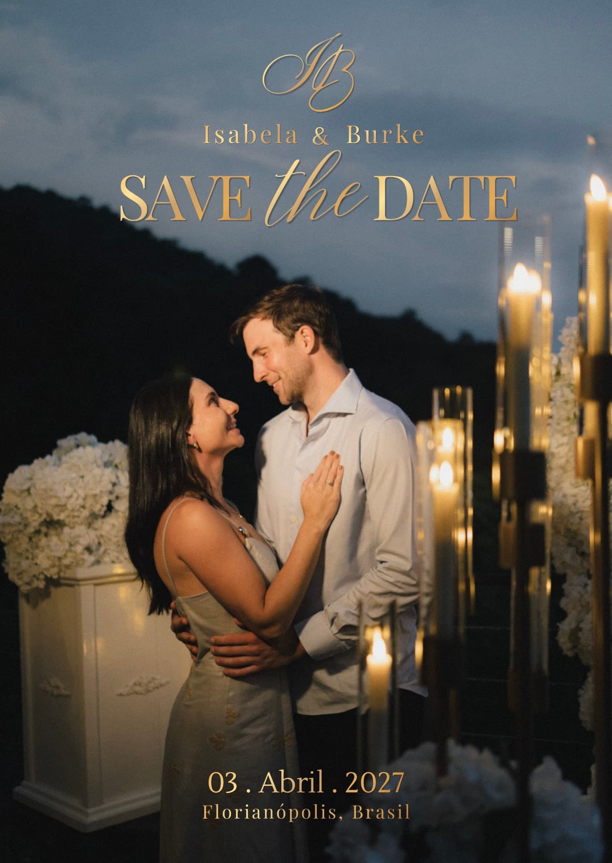 Isabela & Burke — Save the Date — 03.04.2027 — Florianópolis